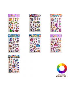 Sticker adhesivo personajes en relieve