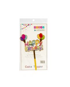 Topper estampado Happy Birthday con globlos multicolor