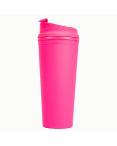 Envase plastico liso con pajilla fucsia