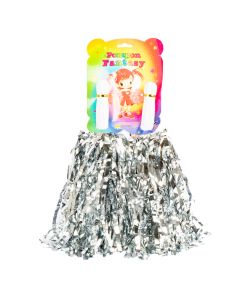Pompom liso brillante 33-35cm plateado