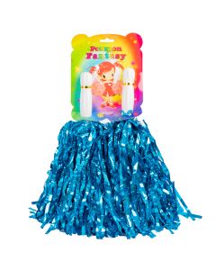 Pompom plástico liso tornasol 33-35cm celeste