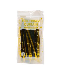 Cortina curling plástica lisa brillante 200x100cm dorado y negro