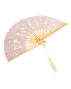 Abanico manual madera y tela