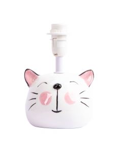 Lámpara porcelana gato con relieve rosado