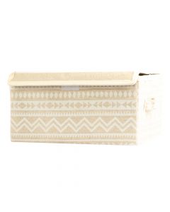 Organizador tela estampado tribal 34x25x18cm beige