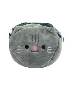Bolso afelpado cara gato 13x11cm gris