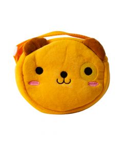 Bolso tela afelpado cara perro 13x11cm mostaza