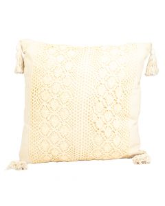 Almohadón textura bordado beige