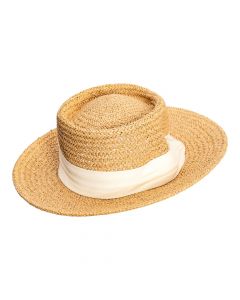 Sombrero relieve tira marrón beige