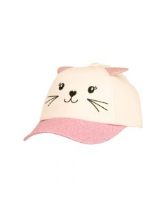 Gorra para niña bordado gato rosado