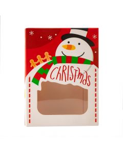 Caja cartón navideña estampado muñeco nieve christmas multicolor