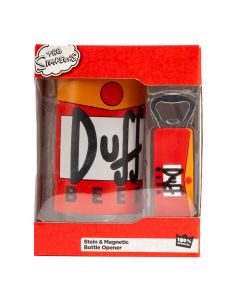 Jarra vidrio y abre latas estampado duff beer multicolor