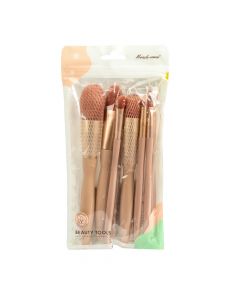 Brocha para maquillaje lisa 16-19cm 9pzas rosado