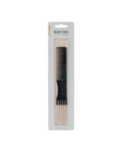 Peine plastico metálico 2en1 liso para cabello 19.4x2.6cm
