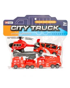 Vehículo city truck bombero 4und +3a rojo