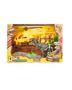 Dinosaurio y helicóptero plástico dino paradise con accesorios +3a
