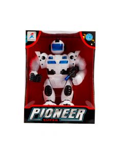 Robot plástico con sonido y luz +3a blanco