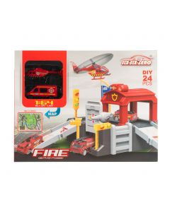 Estación bomberos fire garage con accesorios 24pzas +3a