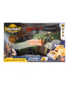 Helicóptero militar con accesorios