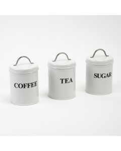 Tupper almacenamiento metálico con tapa estampado sugar-tea-coffee 3und