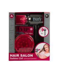 Secadora plástica para cabello con accesorios +3a gris con fucsia