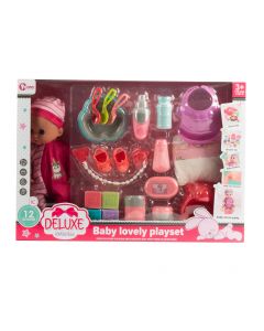 Muñeca con accesorios 12 sonidos 14pulg +3a surtido