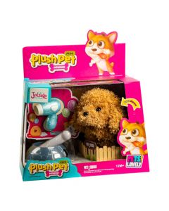 Perro afelpado con accesorios