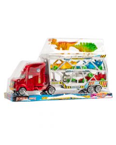 Tráiler plástico con remolque vehiculo y dinosaurio +6a surtido
