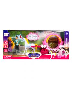 Muñeca plástico con carruaje beautiful carriage series con luz+sonido +3a