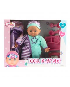 Muñeca bebé plástica con accesorios 12pulg +18m