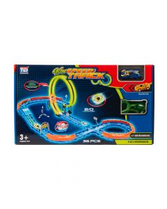 Pista y vehiculo glow speed track con luz recargable