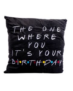 Almohadón afelpado con bordado 38cm negro