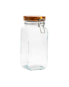 Recipiente vidrio con tapa madera cierre metálico 1600ml