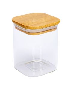 Recipiente vidrio y bambú
