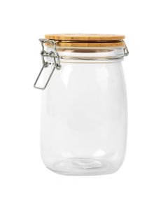 Frasco vidrio liso cierre hermético con tapa bambú 1000ml 