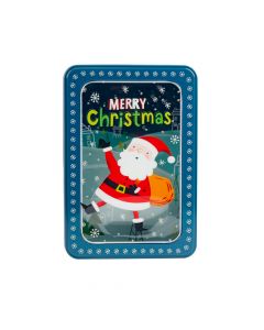 Caja metal estampado santa con ventana 19x13x7cm std