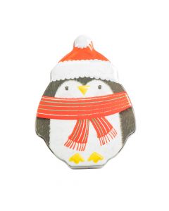 Caja metálica navideña con relieve pingüino 11x5x14.5cm