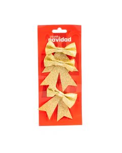 Lazo escarchado navideño liso 4pzas dorado
