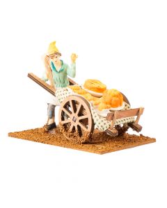 Figura poliresina panadero con carreta 14.5x8.5x9.5cm