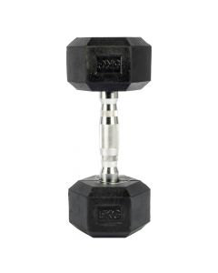 Mancuerna hexagonal 5kg negro plateado
