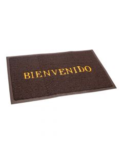 Alfombra hule bienvenido café
