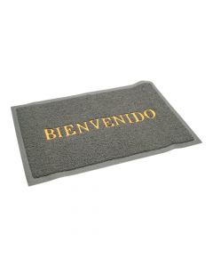 Alfombra hule bienvenido gris