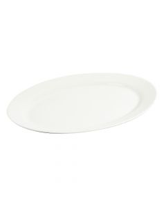 Plato porcelana ovalado liso 14pulg blanco