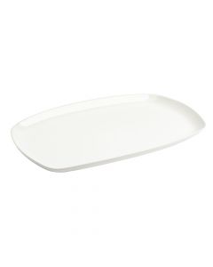 Plato porcelana rectangular liso 14pulg blanco