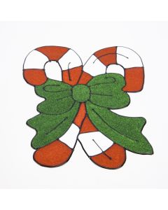 Calcomanía plástica bastón escarchado navideño