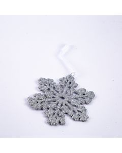 Figura colgante copo nieve escarchado 11cm plateado