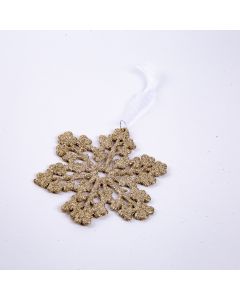 Figura colgante copo nieve escarchado 11cm champagne