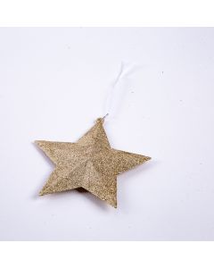 Figura colgante estrella con escarcha 11cm champagne