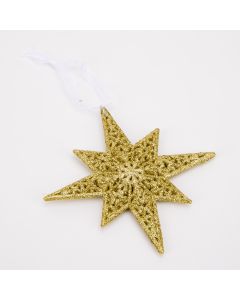 Figura colgante estrella escarchada 12cm dorado