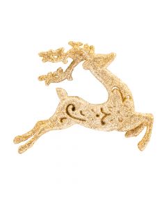 Figura colgante reno escarchado 12cm dorado